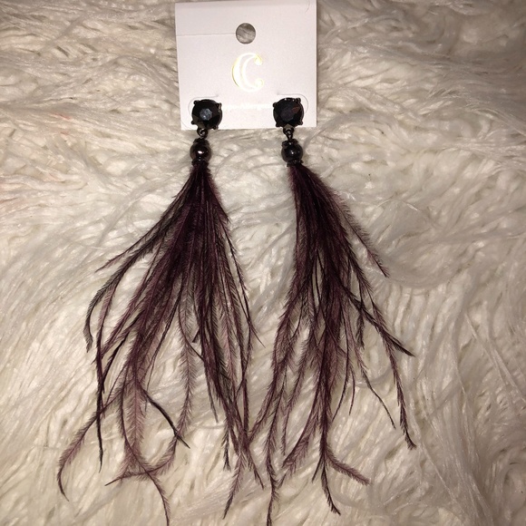 Purple feather earrings - Picture 1 of 1